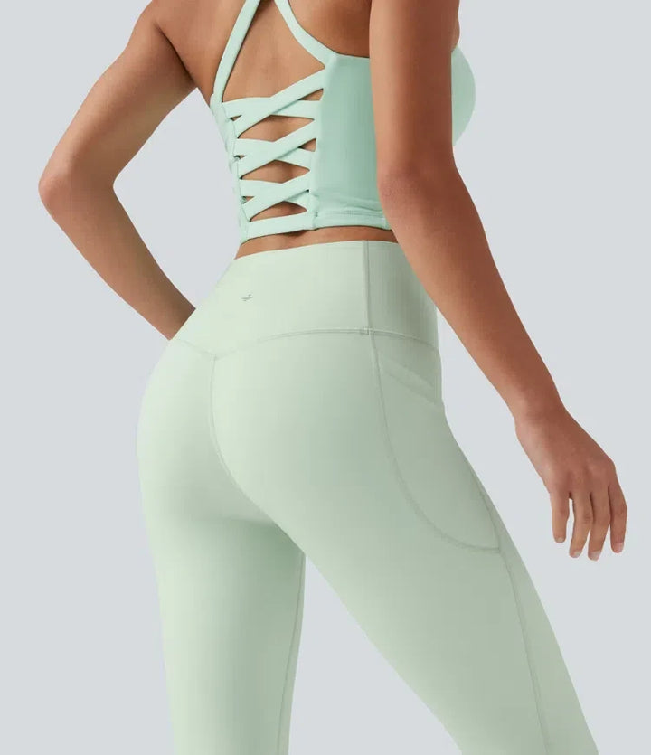 Halara UltraSculpt med hög midja och magkontroll formande träningsleggings med fickor