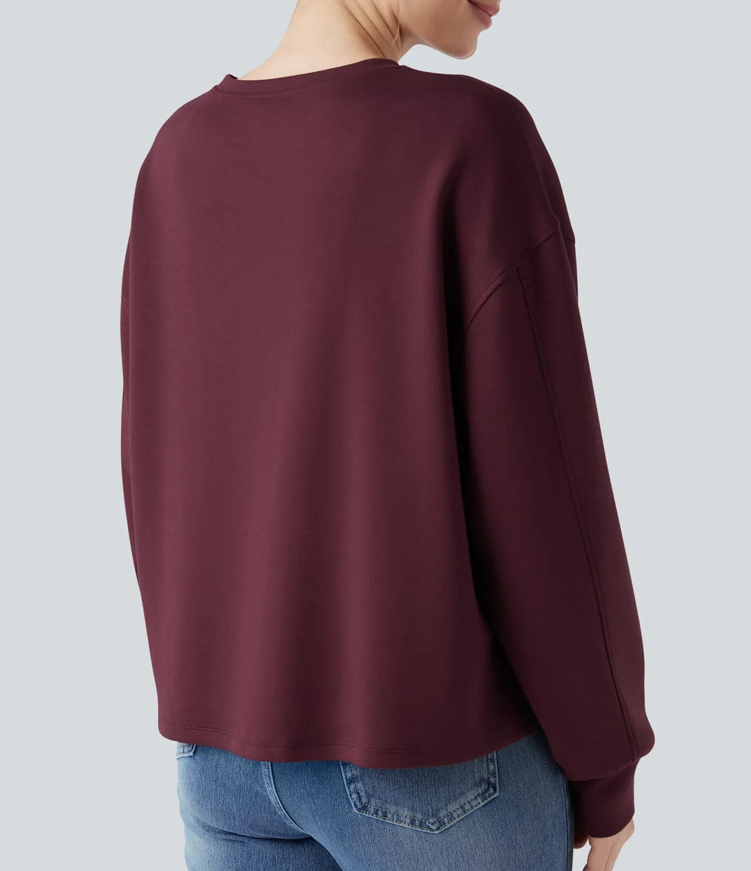 Rund hals långärmad hög-låg vardaglig sweatshirt