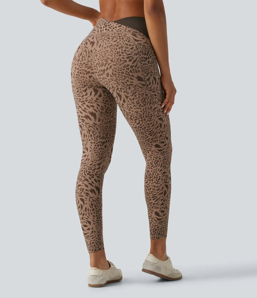 Lyckera UltraSculpt leopardmönster högmidjad crossover skinny yogaleggings med fickor