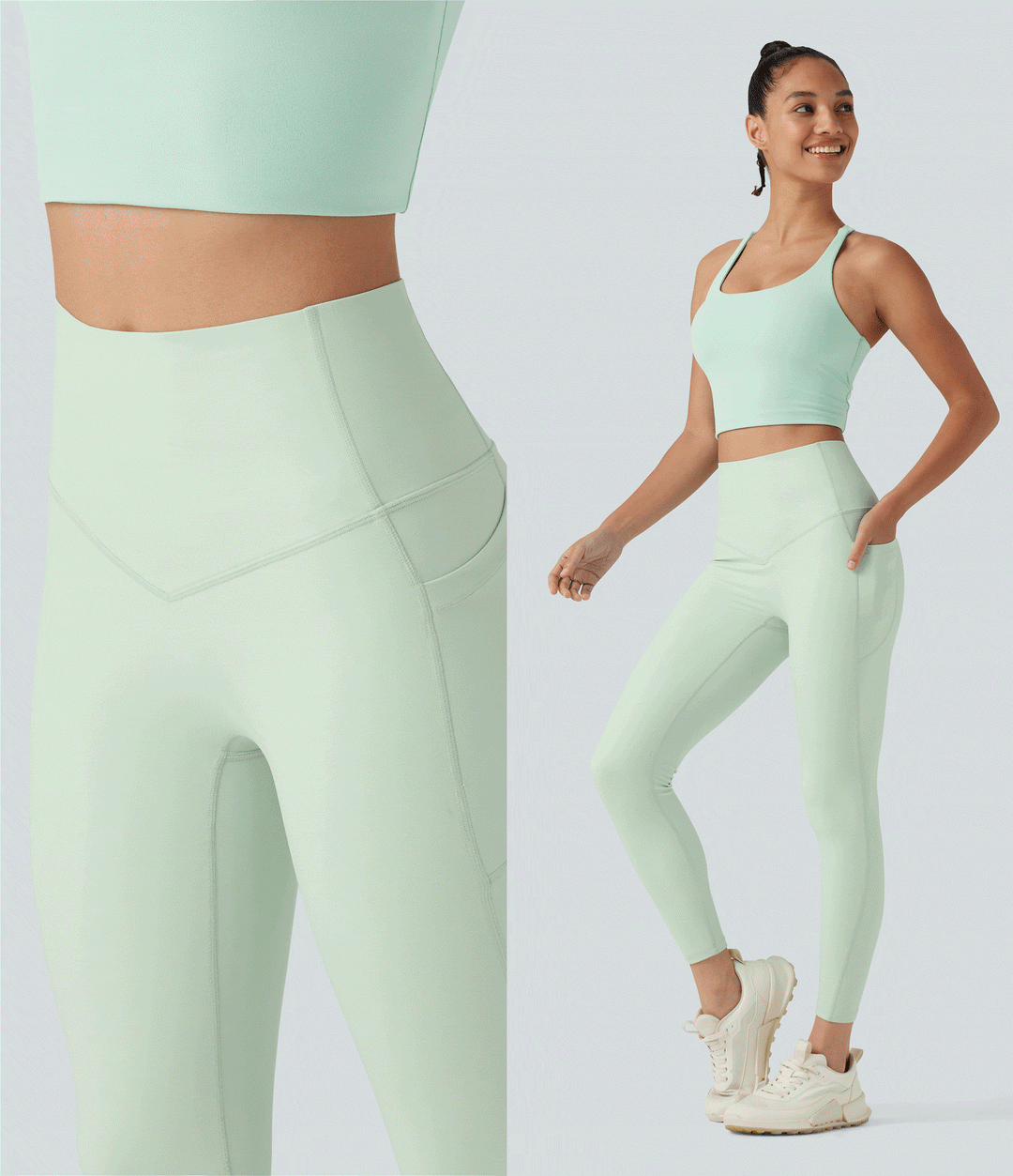 Halara UltraSculpt med hög midja och magkontroll formande träningsleggings med fickor