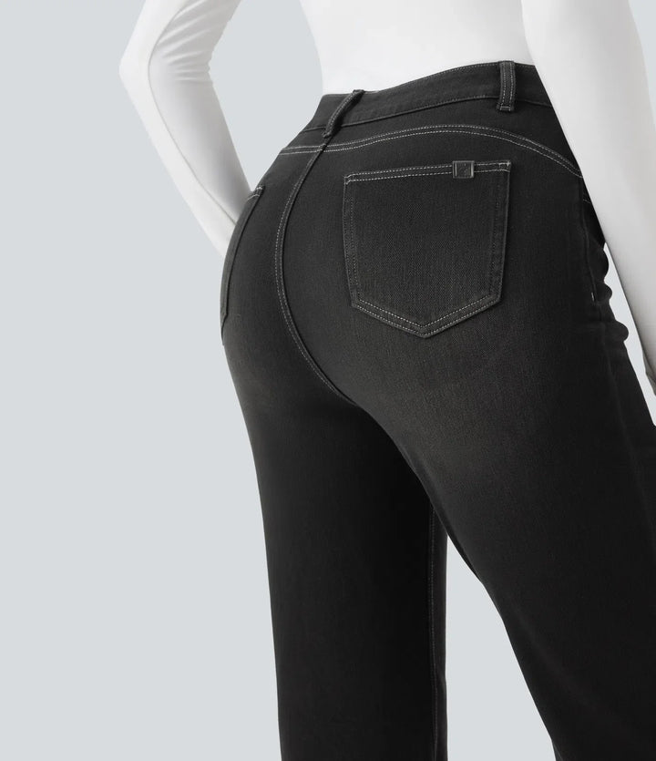 Halara Flex med hög midja och magkontroll rumplyftande denim för vardag bootcut leggings med fickor