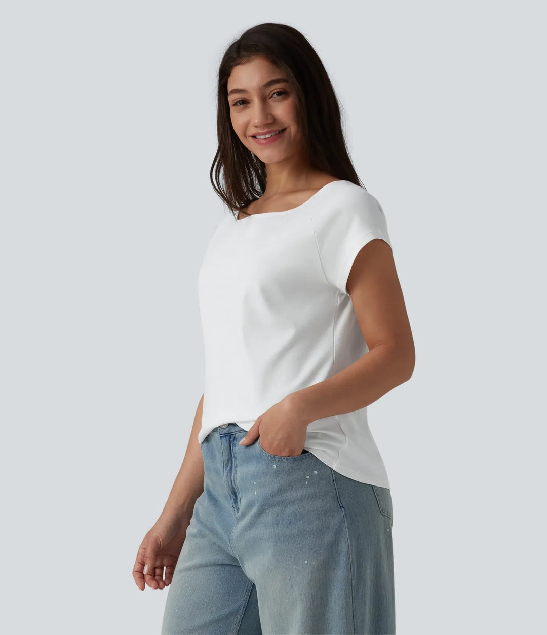 Båtringning kortärmad för vardag pimabomull T-shirt