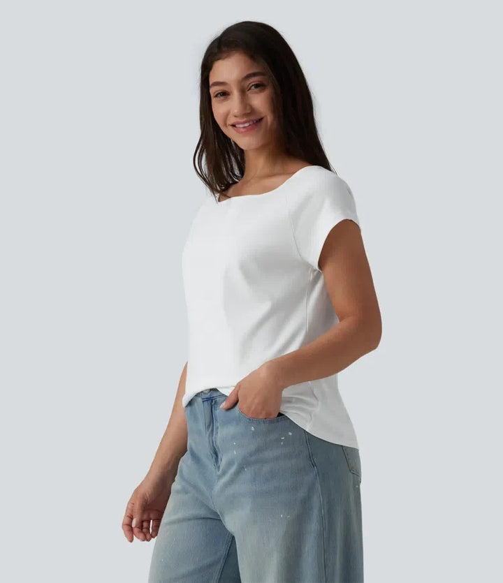 Båtringning kortärmad för vardag pimabomull T-shirt
