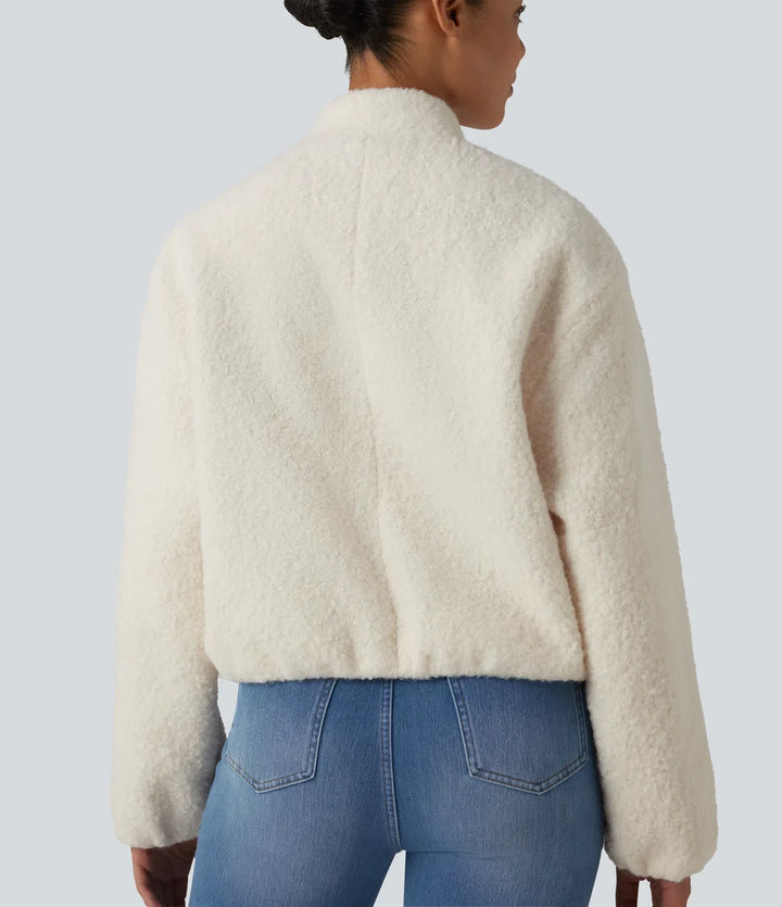 Dragkedjegylf vardaglig sherpajacka med fickor