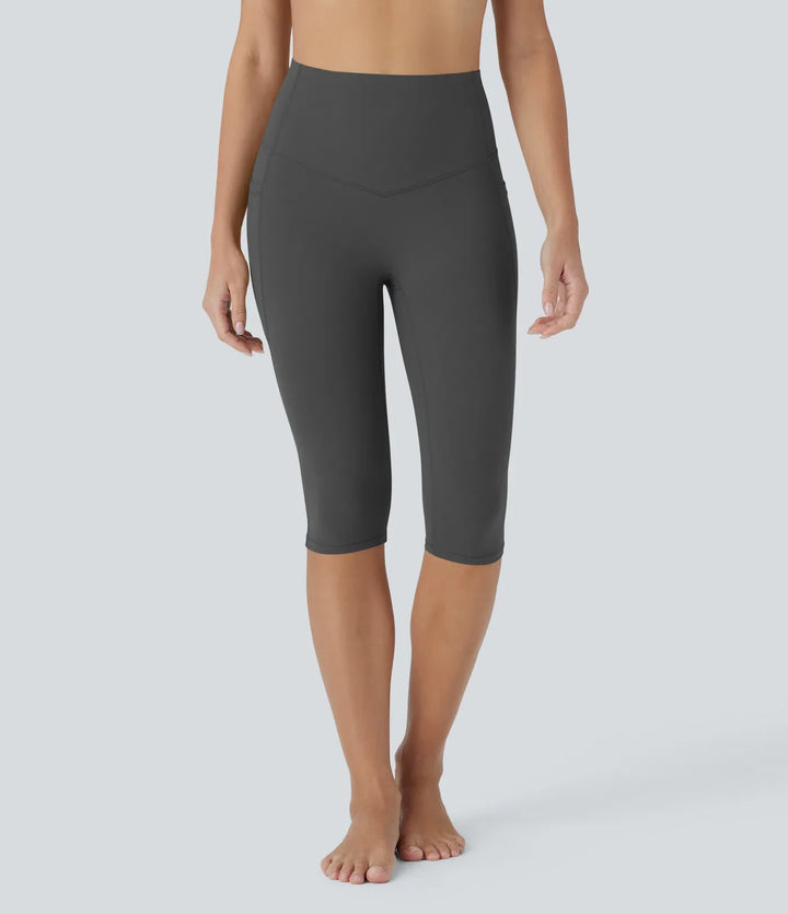 Halara UltraSculpt med hög midja och magkontroll piratbyxor yogaleggings med fickor