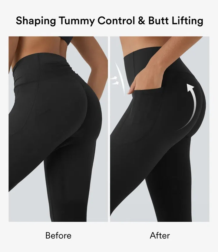Lyckera UltraSculpt högmidjad scrunch med rumplyft magkontroll ficka formande capri träningsleggings