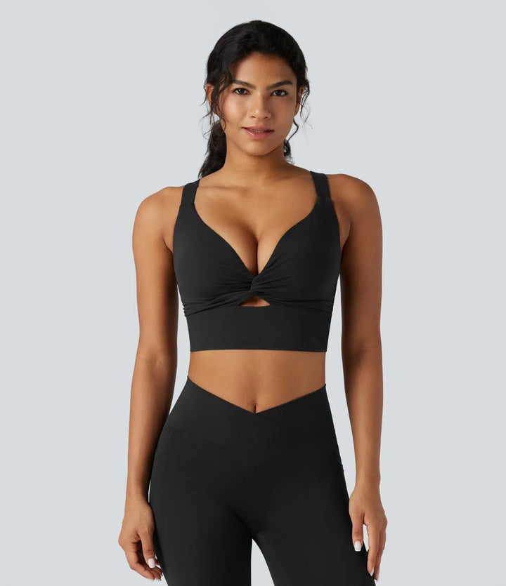 Halara UltraSculpt lätt stöd formpressad kupor push-up sport-bh för yoga