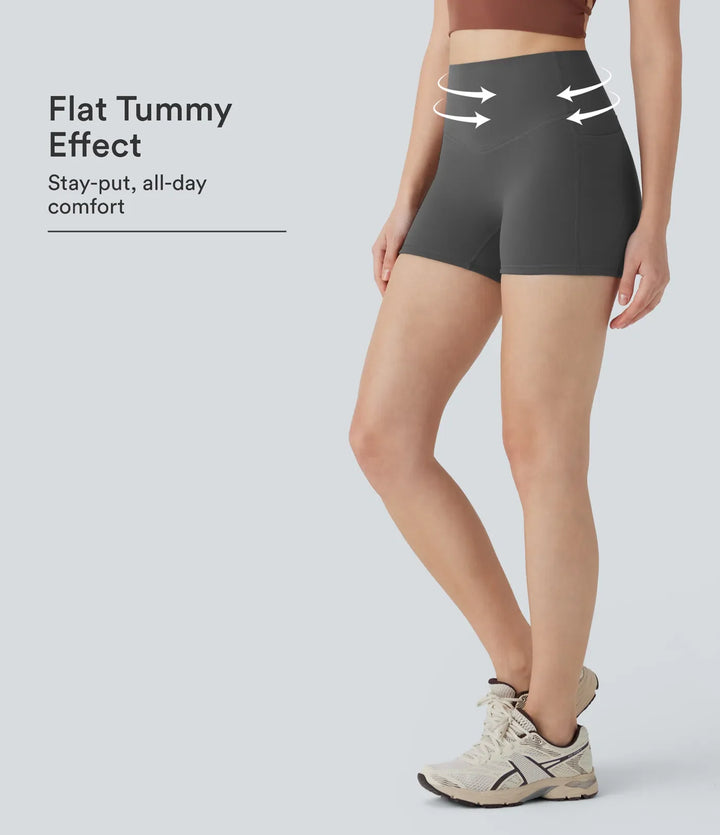 Lyckera UltraSculpt högmidjad magkontroll ficka formande träning bikershorts 3&