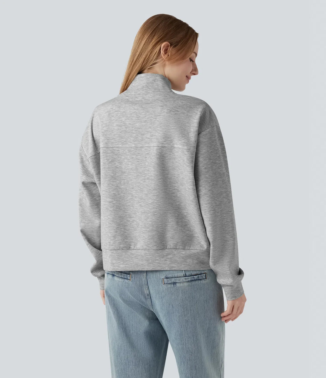 V-ringad långärmad knapp gylf vardaglig sweatshirt med fickor