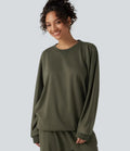 Rund hals långärmad frotté vardaglig sweatshirt