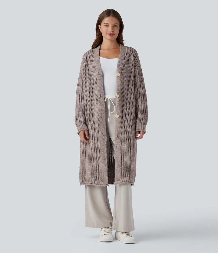 Knapp gylf vardaglig lång modell cardigan