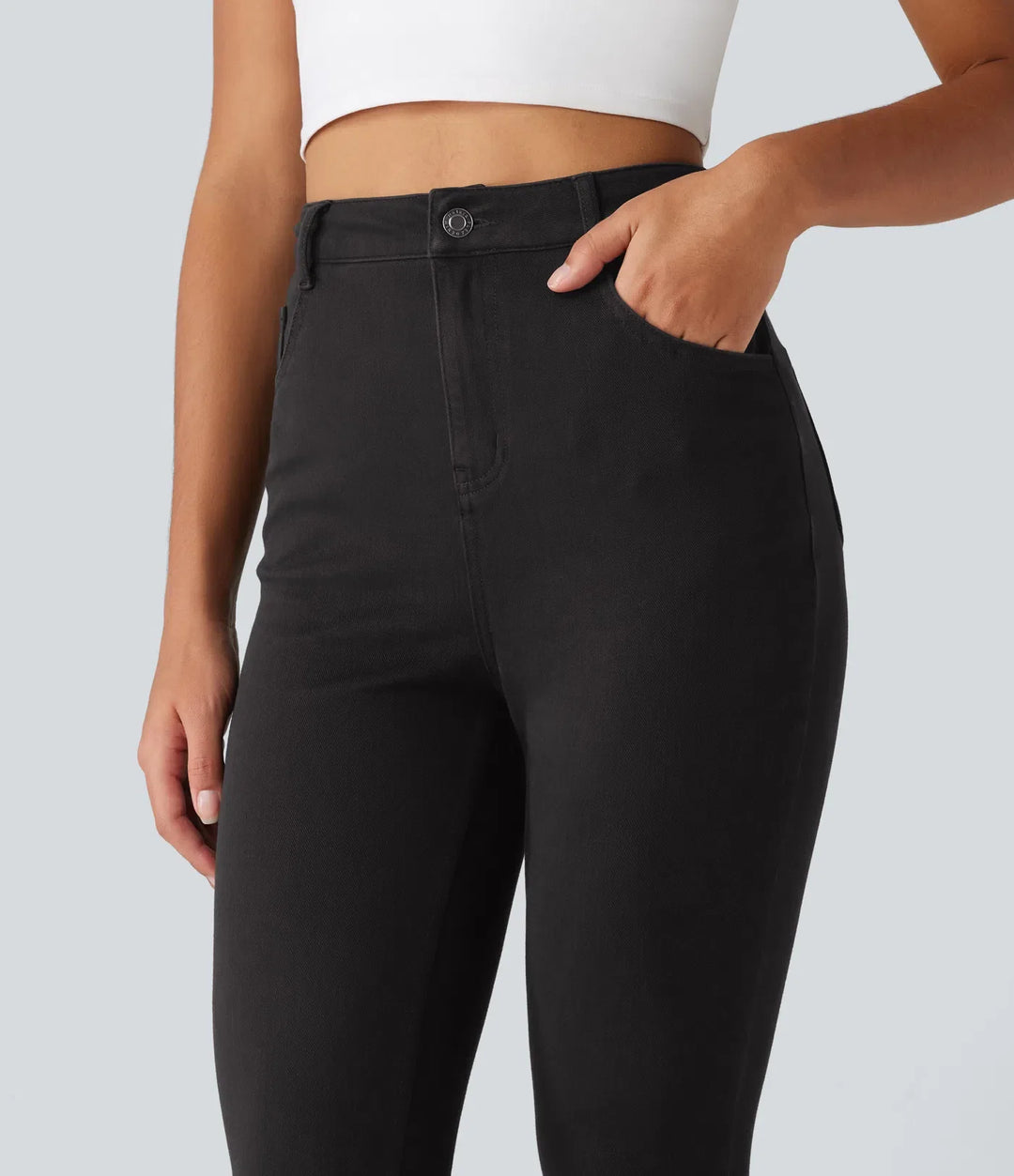 Halara Flex med hög midja smal vardagsjeans med fickor