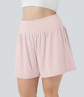 SoftlyZero luftig superhög midja 2-i-1 InstantCool yoga plusstorlek shorts 7" med fickor