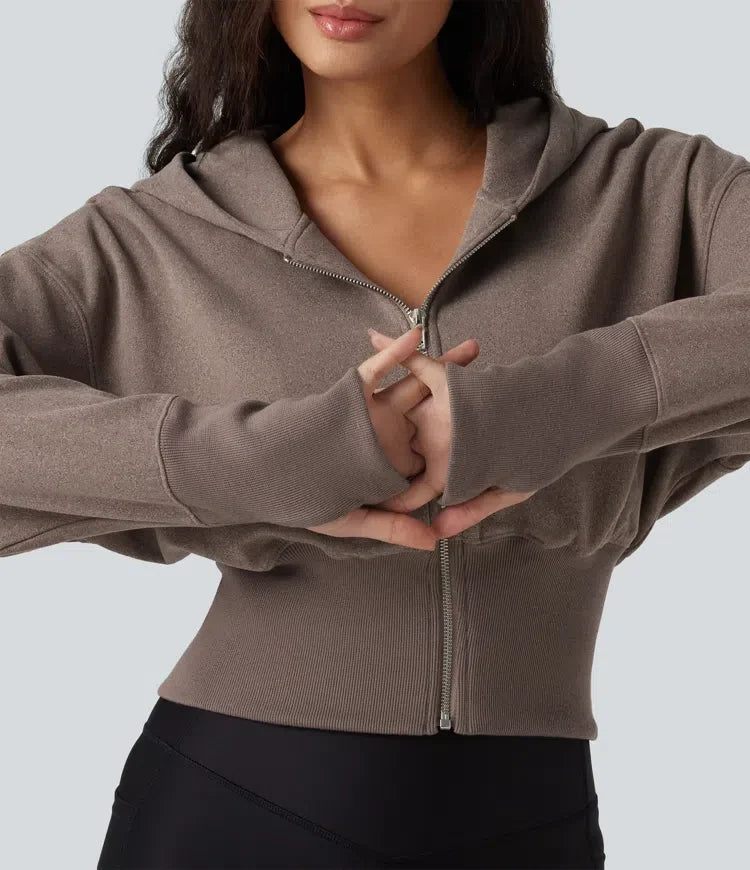Med huva lång raglanärm tumhål vardaglig sweatshirt