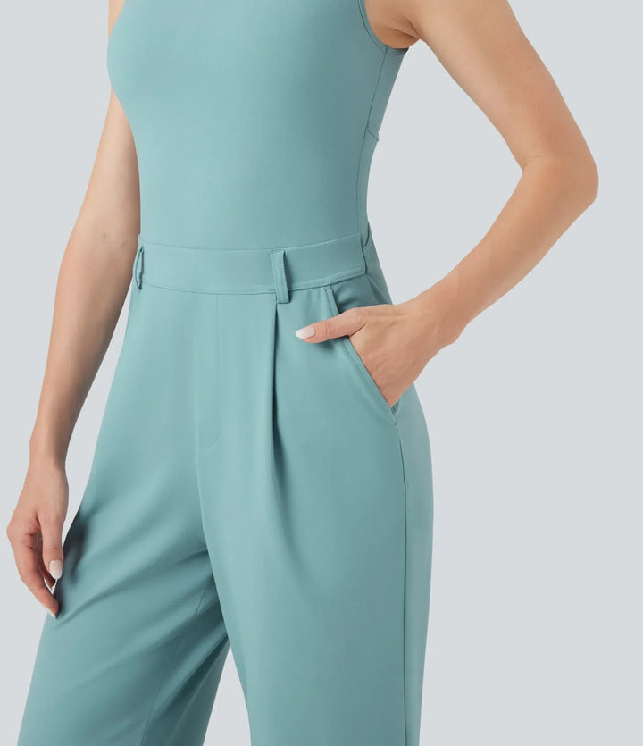 Crossover vardaglig jumpsuit med fickor-Easy Peezy Edition