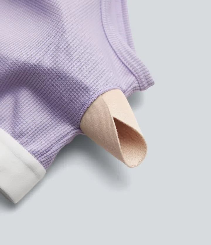Enaxlad kortärmad plisserad våffelstruktur playsuit för vardag med fickor – Easy Peezy-utgåva