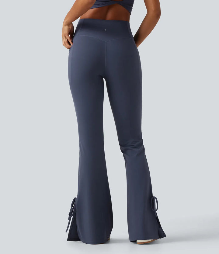 Halara UltraSculpt med hög midja spets upp utsvängd yogaleggings med fickor