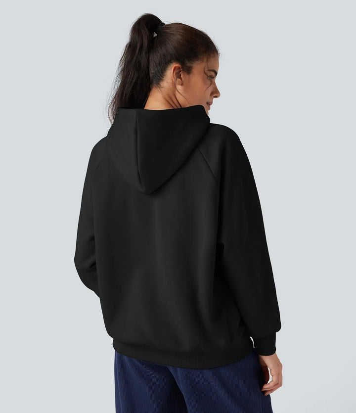 Med huva dragsko långärmad fleece vardaglig bomull sweatshirt med fickor