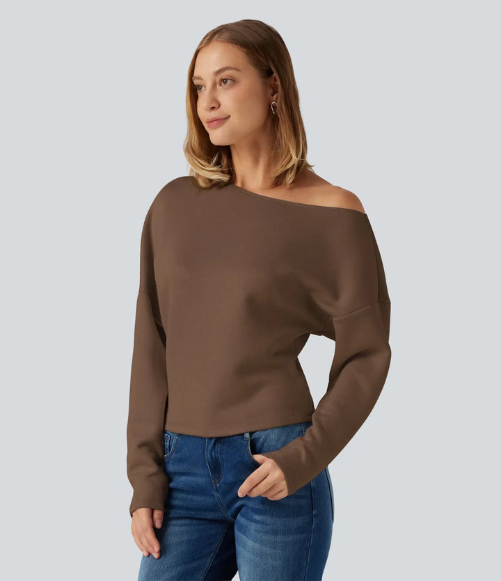 SpacerTek enaxlad lång fladdermusärm asymmetrisk vardaglig Sweatshirts