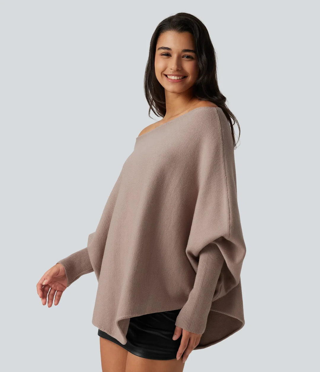 Lång fladdermusärm asymmetrisk fåll vardaglig tröja
