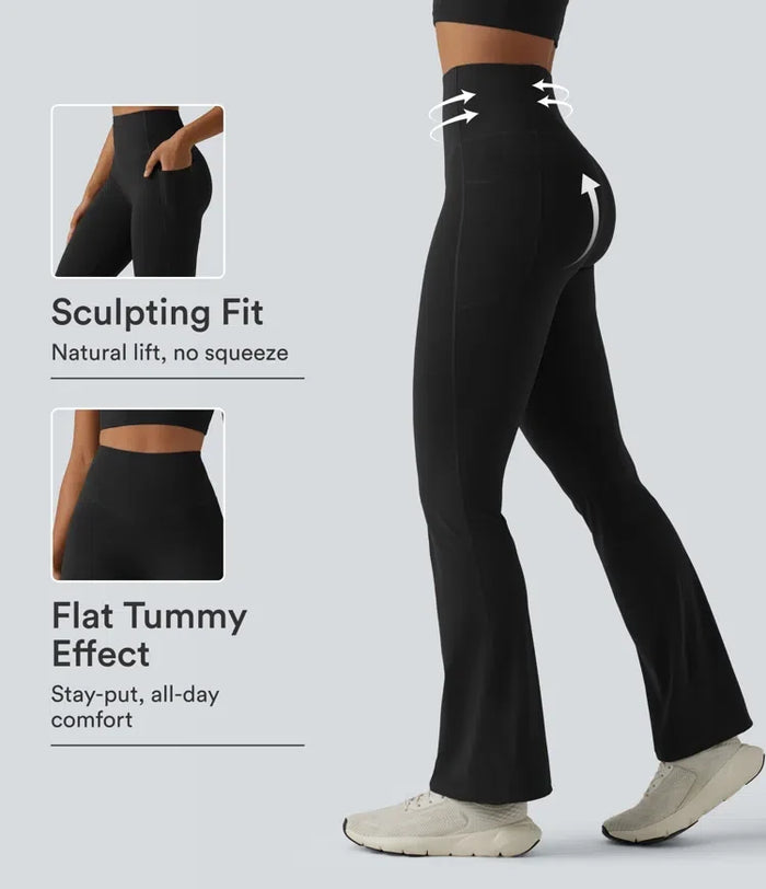 Halara UltraSculpt med hög midja rumplyftande magkontroll bootcut yogaleggings med fickor