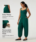 Diamantkrage ärmlös vardaglig jumpsuit med inbyggd BH och fickor -Easy Peezy Edition