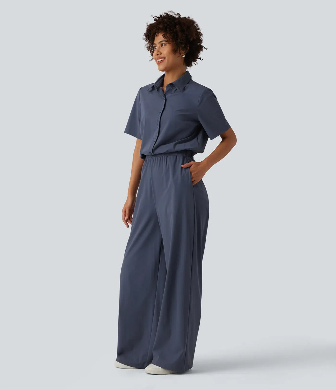 Kortärmad arbetsjumpsuit med fickor-easy Peezy edition