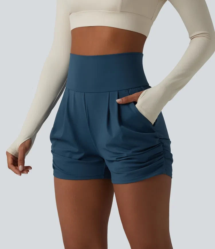 SoftlyZero luftig högmidjad rynkat InstantCool yoga shorts 3&