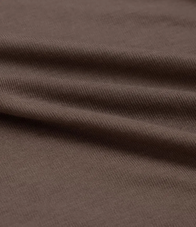 Enaxlad långärmad asymmetrisk vardaglig ullblandning T-shirt
