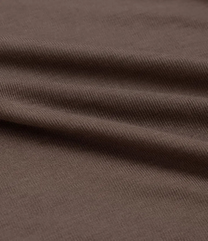 Enaxlad långärmad asymmetrisk vardaglig ullblandning T-shirt