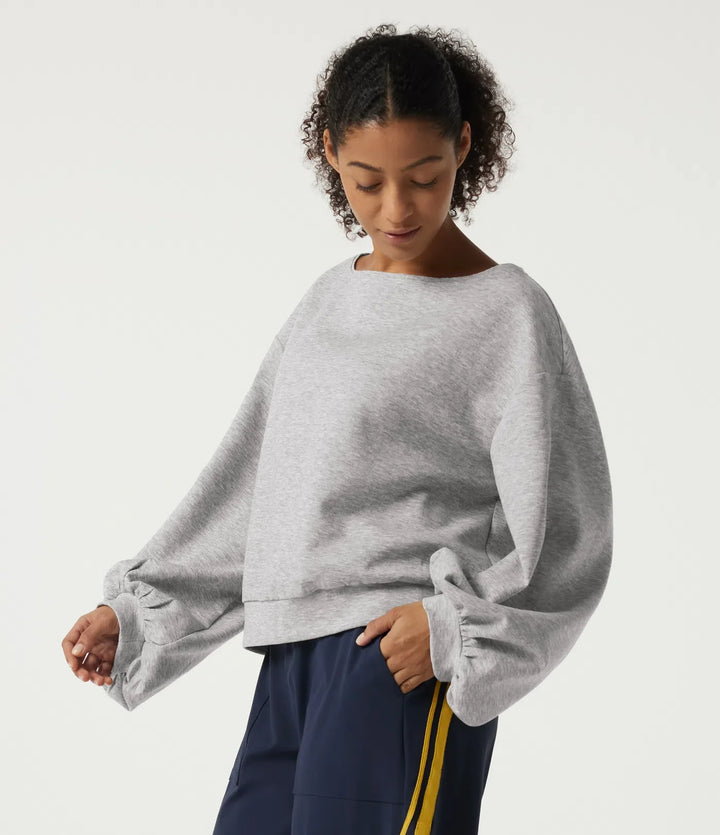 Båtringad långärmad pullover vardaglig sweatshirt
