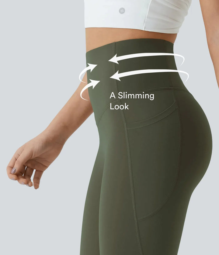 Lyckera UltraSculpt högmidjad scrunch med rumplyft magkontroll ficka formande yoga bootcut leggings