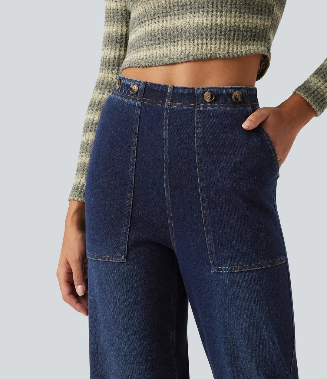 Lyckera Flex högmidjad jeans med vida ben med fickor