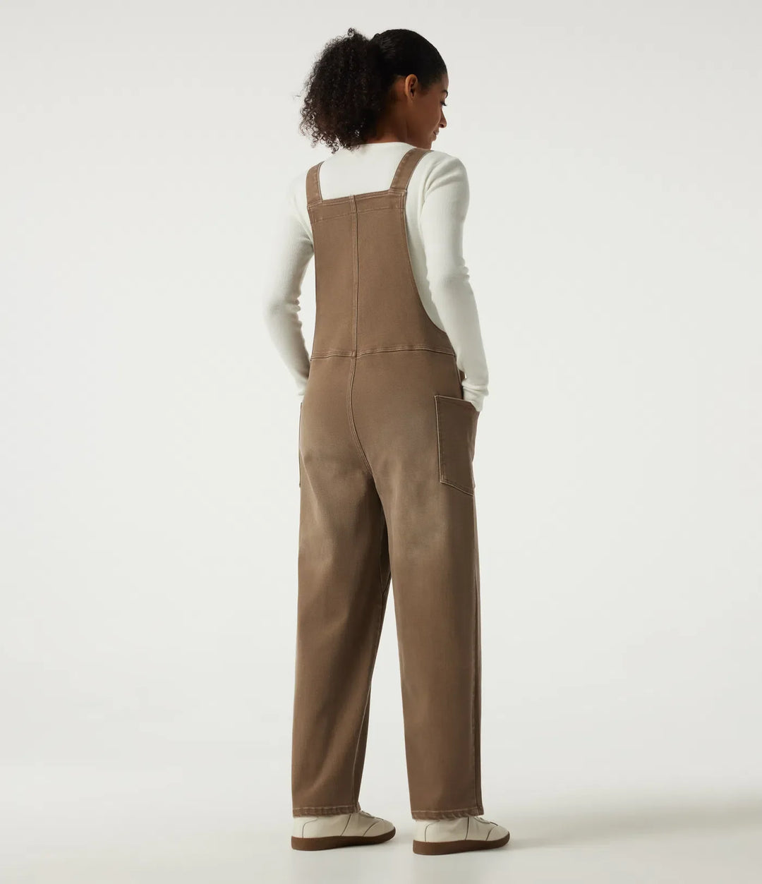 V-ringad baggy färgstark denim vardaglig bomull overall med fickor