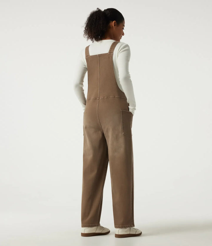 V-ringad baggy färgstark denim vardaglig bomull overall med fickor