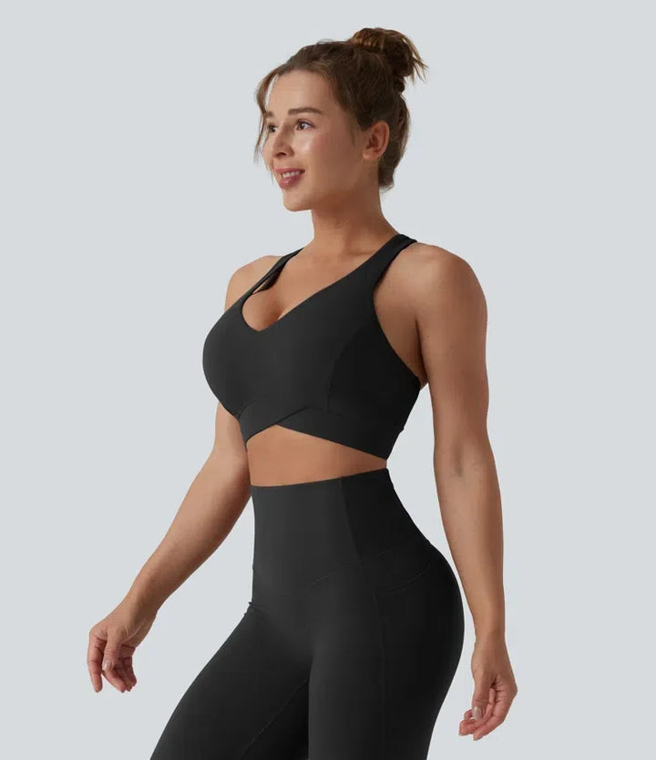 Halara UltraSculpt lätt stöd V-ringning brottarrygg löpning sport-bh DD-F kupor