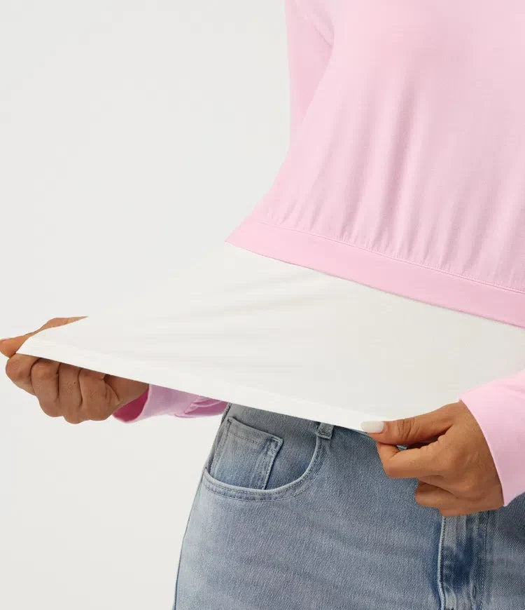 Halterneck enaxlad långärmad 2-i-1 asymmetrisk färgblock vardaglig sweatshirt