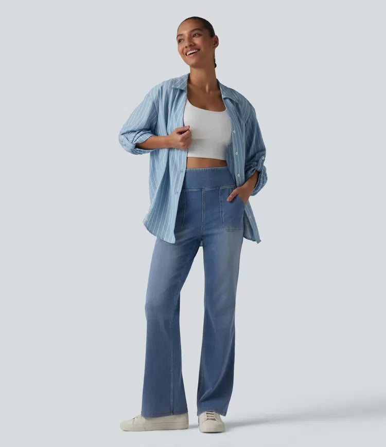 Halara Flex med hög midja och magkontroll bootcut vardagsjeans med fickor