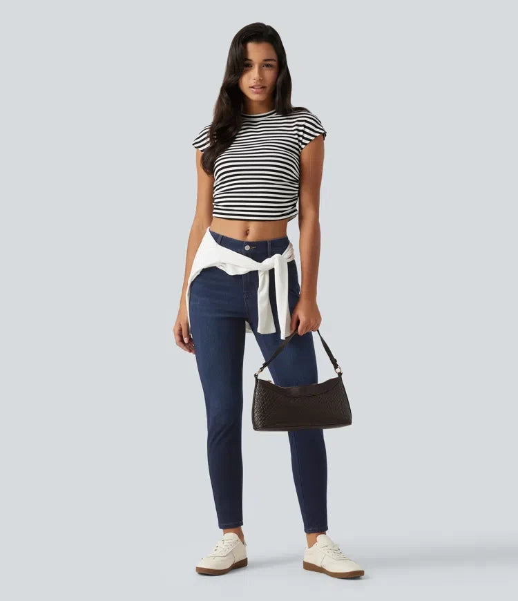 Halara Flex med medelhög midja smal vardagsjeans med fickor