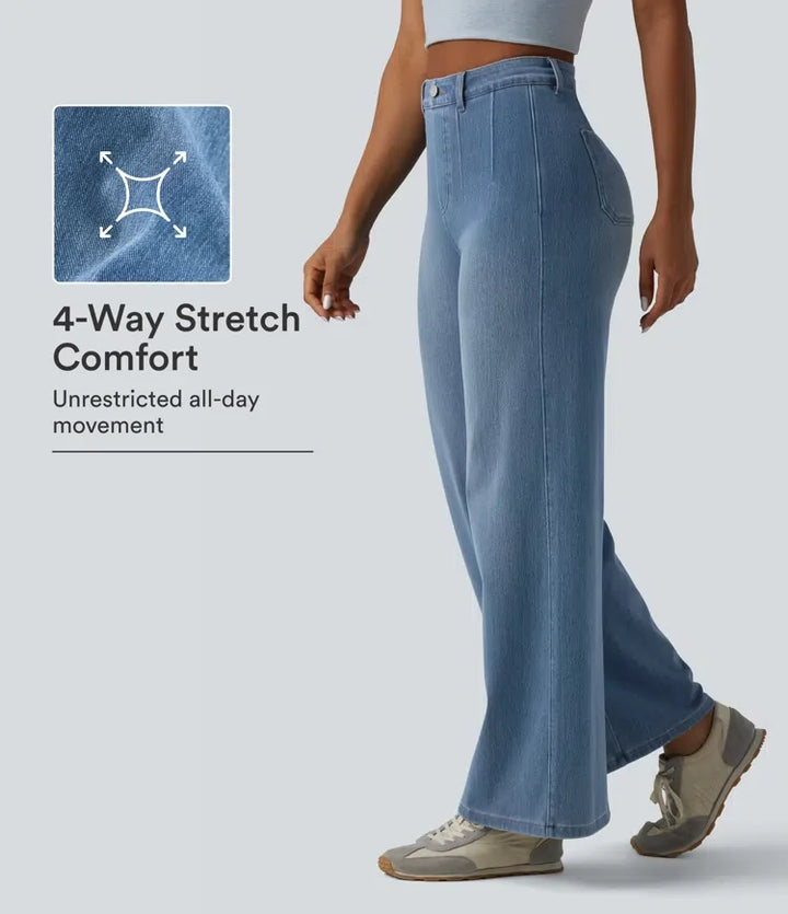 Halara Flex kurvig med hög midja och magkontroll vida ben vardagsjeans med fickor