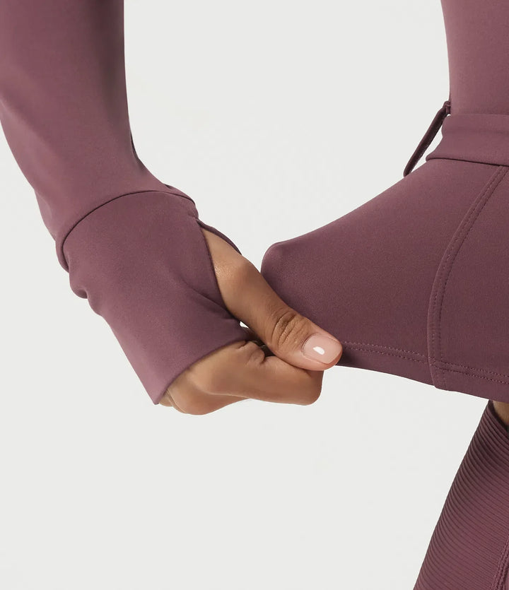 Lyckera UltraSculpt ståkrage långärmad spänne bältad yoga kurvig jacka