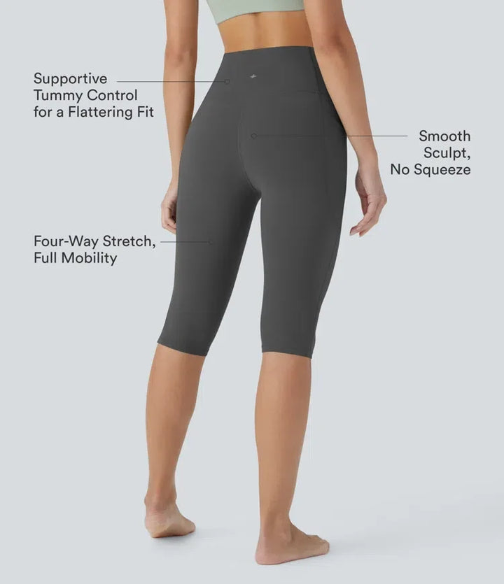 Halara UltraSculpt med hög midja och magkontroll piratbyxor yogaleggings med fickor