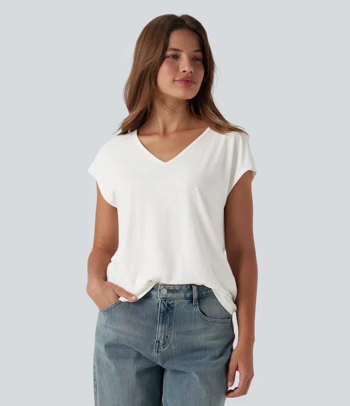 V-ringning kortärmad T-shirt för vardag