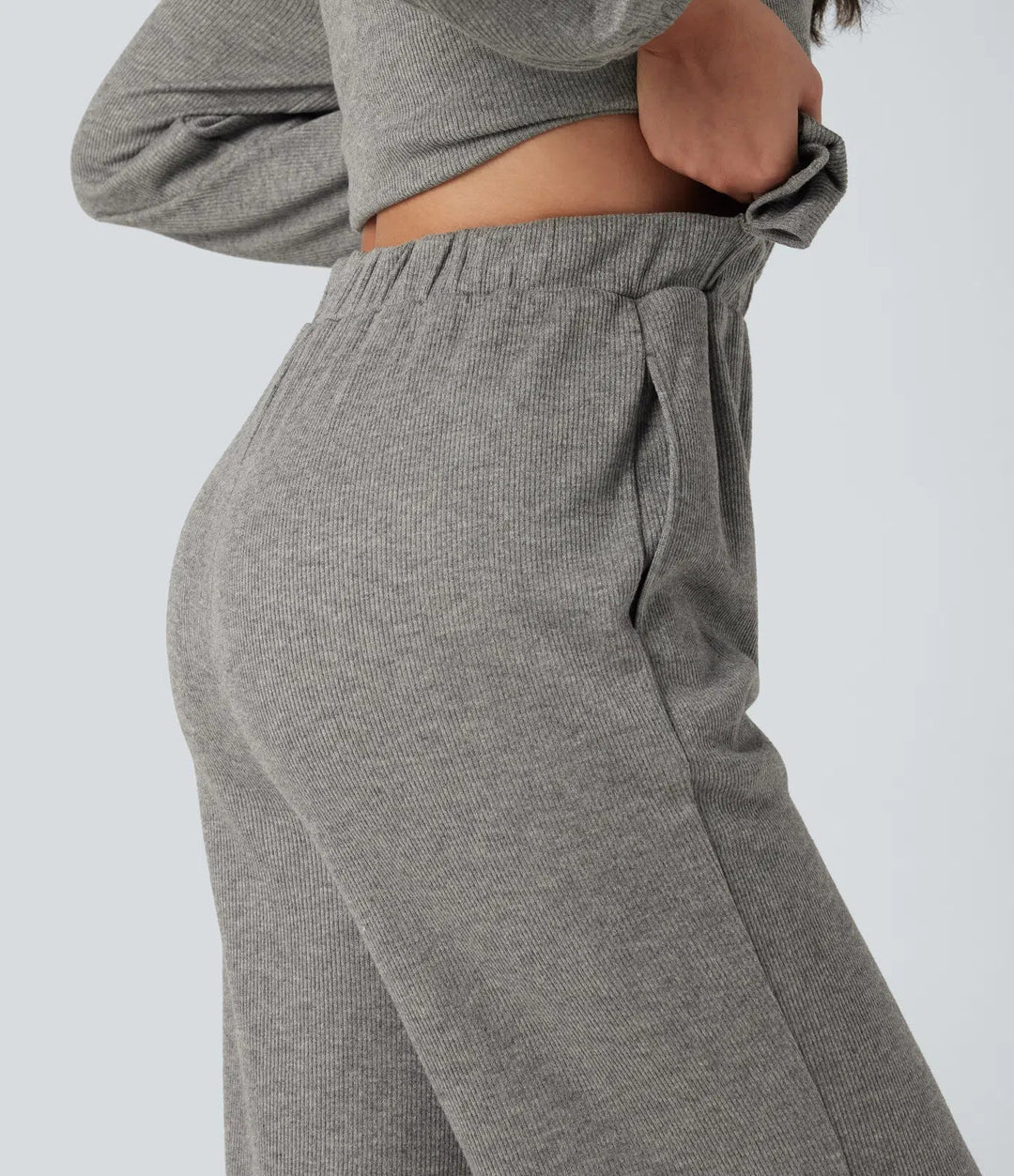 Halv dragkedja långärmad vida ben vardaglig jumpsuit med fickor-Easy Peezy Edition