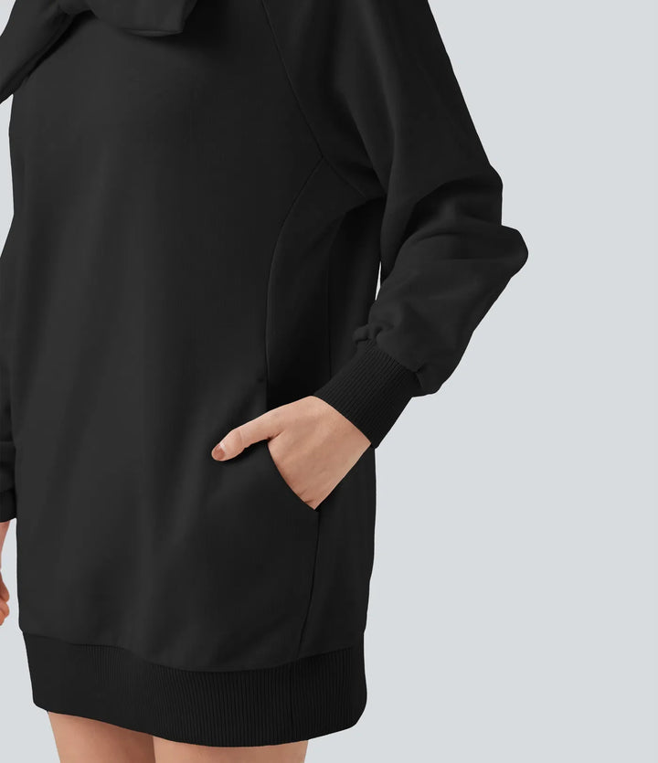 Rosett båtringad långärmad vardaglig bomull sweatshirt med fickor