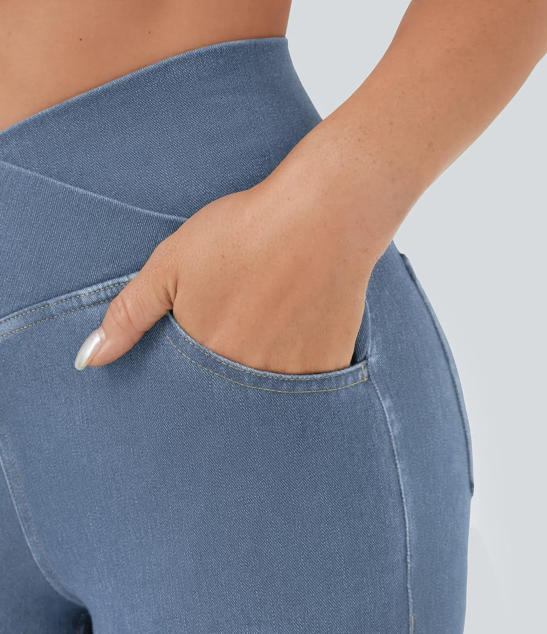 Lyckera Flex högmidjad crossover ficka InstantCool tvättad vardagsjeans