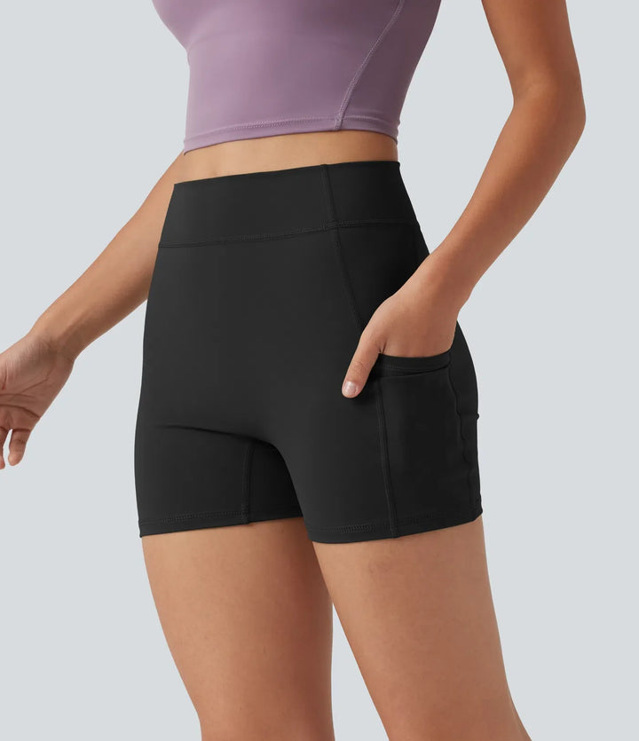 SoftlyZero Airy med hög midja och ficka enfärgad InstantCool yogashorts 3.5"
