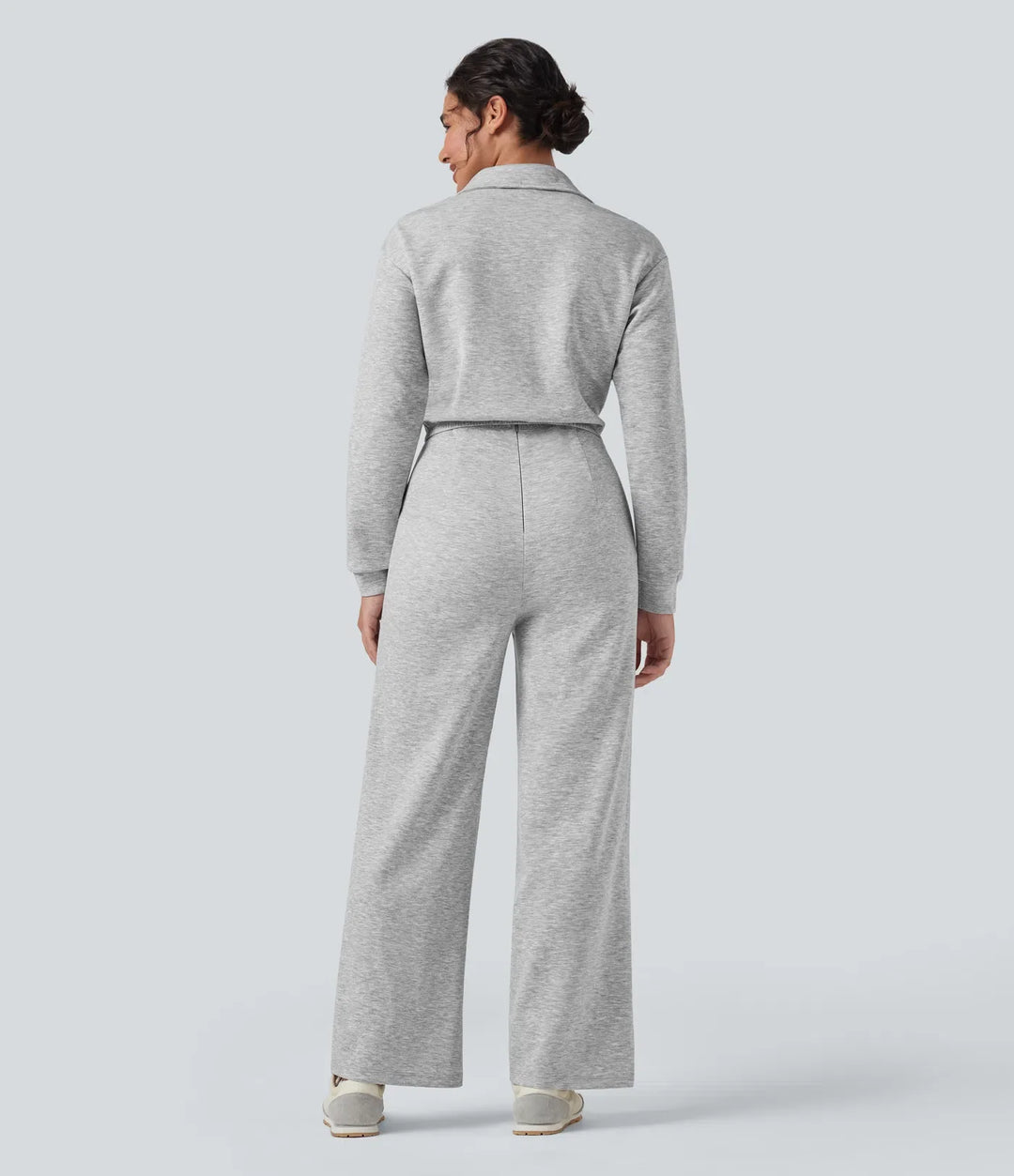 Slagkrage dragkedja långärmad vardaglig jumpsuit med fickor-Easy Peezy