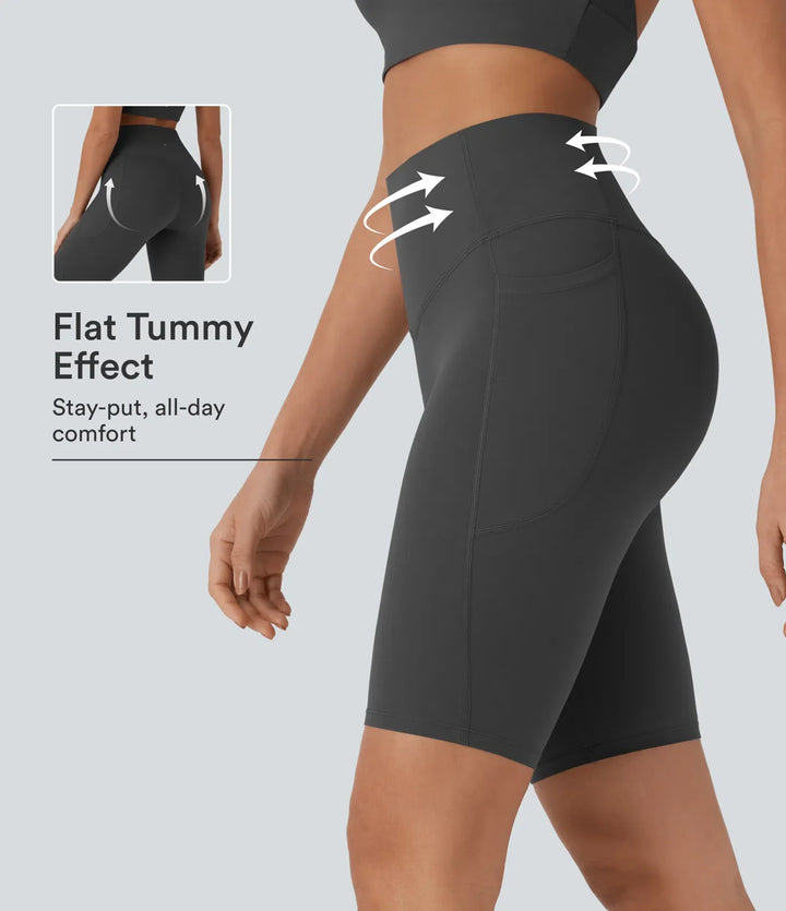 Lyckera UltraSculpt högmidjad magkontroll ficka formande träning bikershorts 9&