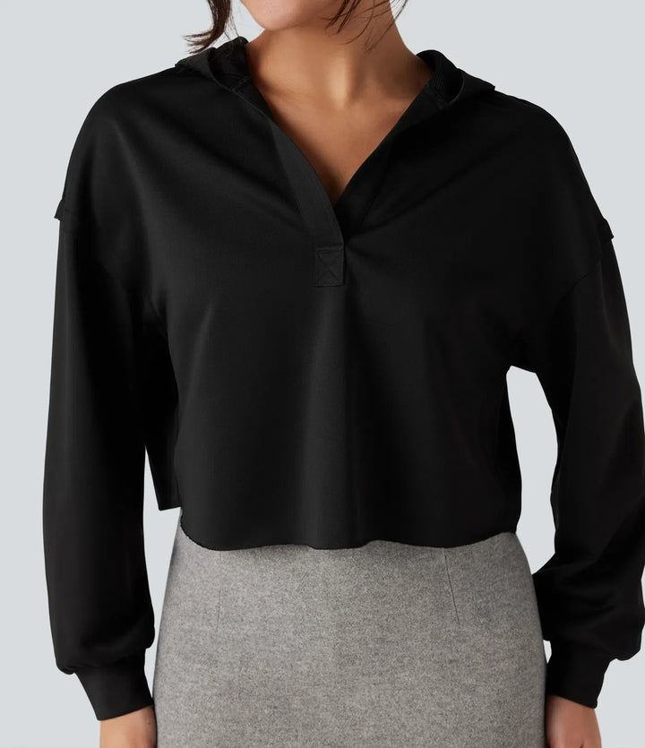 Med huva långärmad avslappnad vardaglig sweatshirt
